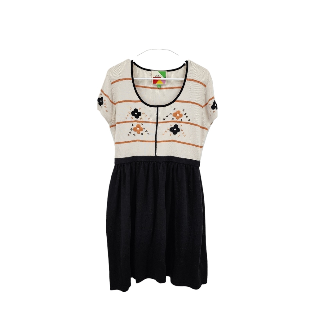 Modcloth Fervour Women's  Stripes Embroidered Mini Dress - L